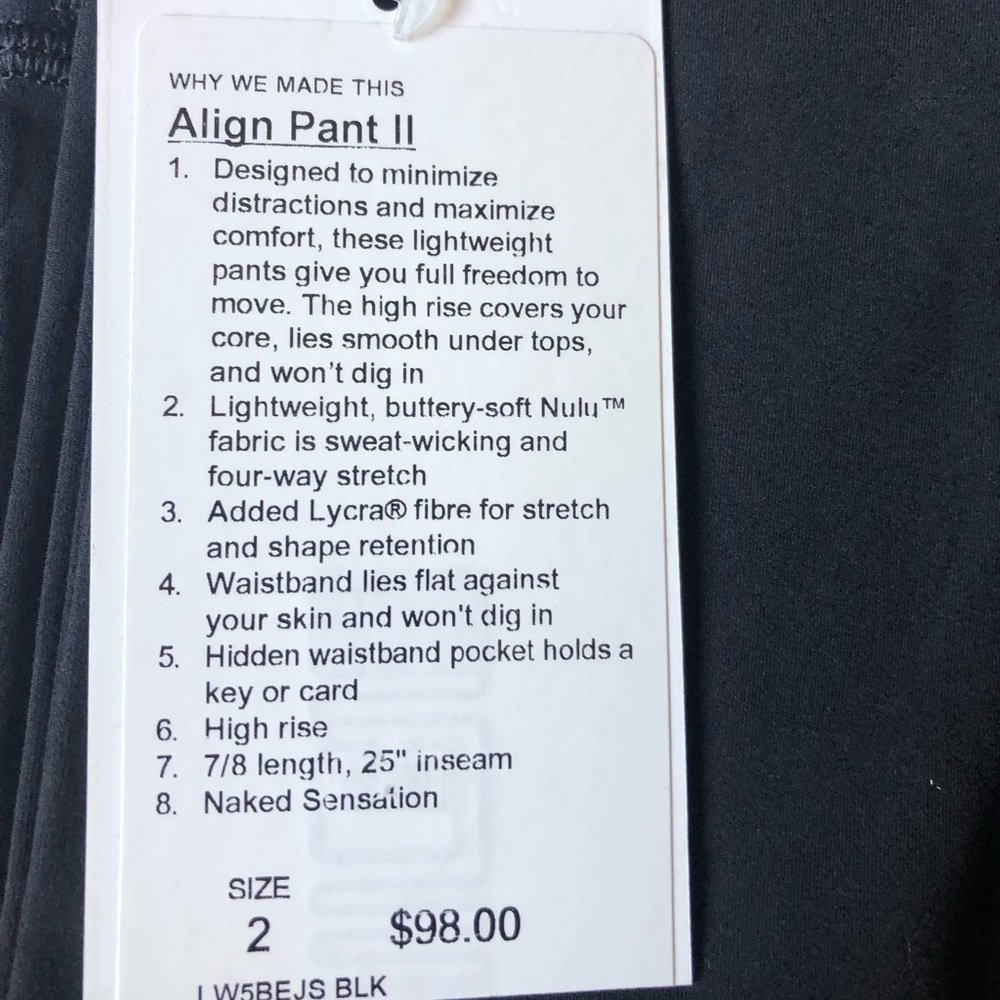 Lululemon Align Pant II Size 2 - Picture 4 of 5